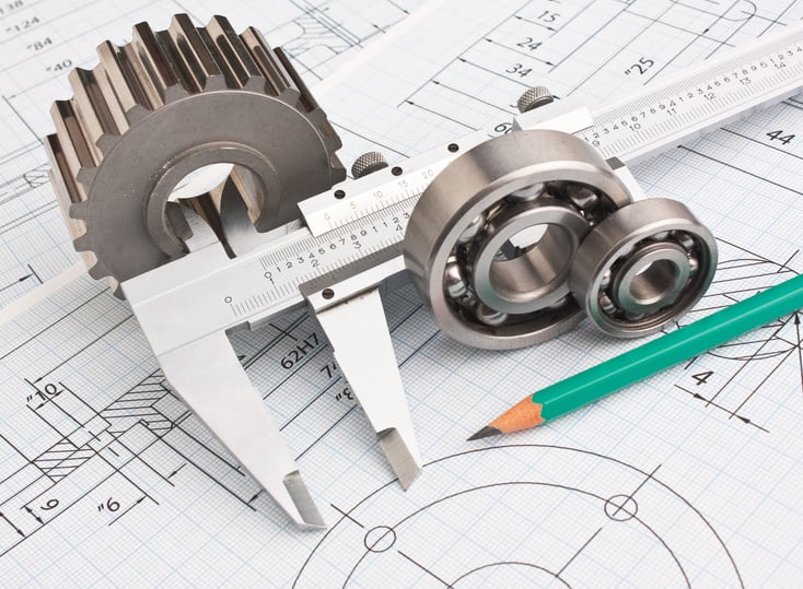 mechanical drawing and pinion